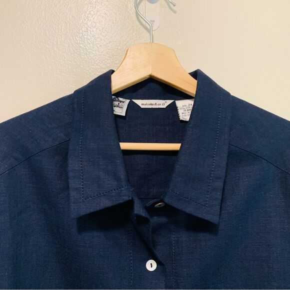 Malcolm & Co navy blue heavy weight  Irish linen women’s button front shacket 2x - Picture 2 of 6